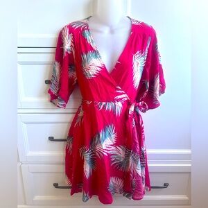 🌺 v-neck Wrap dress Hawaiian tropical bell sleeve